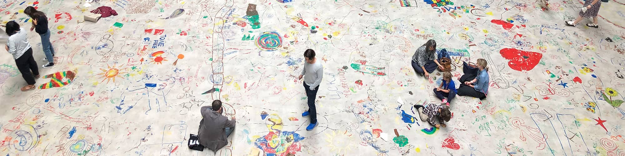 Custom flooring in Warrington covered in children's drawings