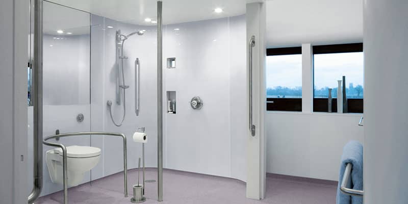Hygienic wall cladding fitted in bathroom
