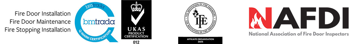 BM TRADA Q-Mark certification, UKAS product certification, The Institute of Fire Engineers (IFE) Affiliate Organisation 2025, National Association of Fire Door Inspectors (NAFDI)